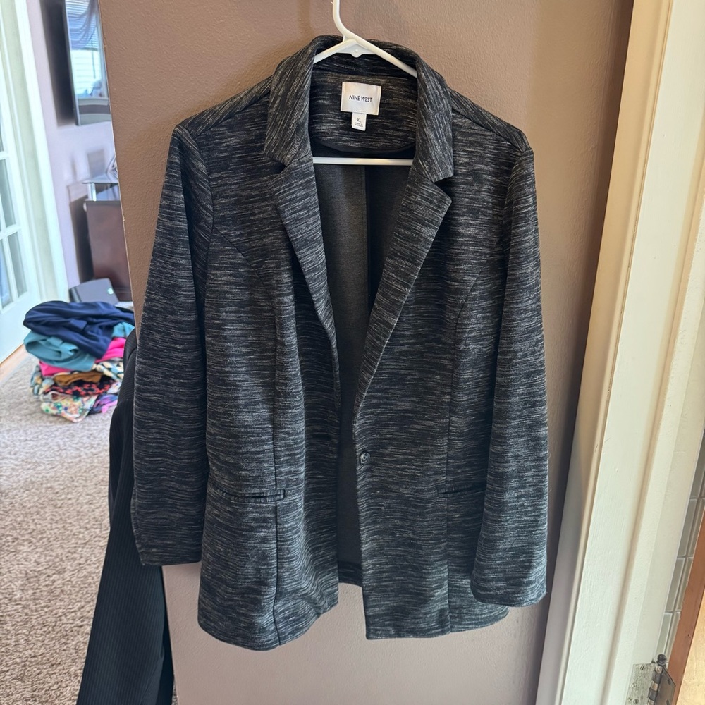 Nine West Black‎ Blazer Classic Notched Lapels
